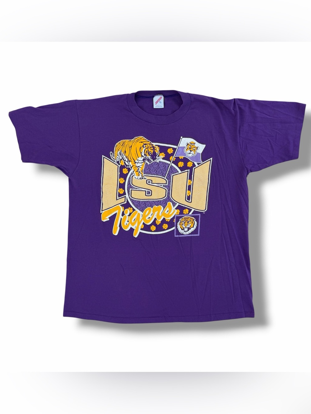 Vintage 80s-90s LSU Tigers Jerzees T-Shirt Purple Size XL USA